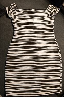 Black and White Striped Bodycon Dress Size Small